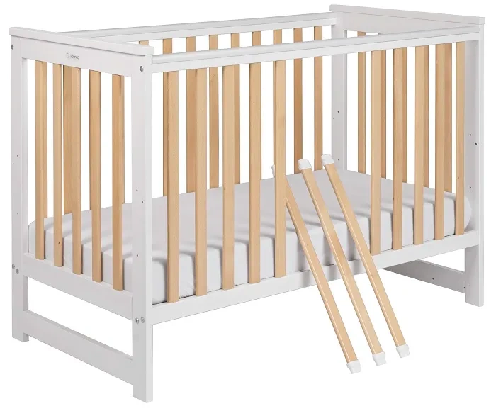 YOONCO - łóżeczko drewniane Iwi + komoda z przewijakiem | Białe-Buk