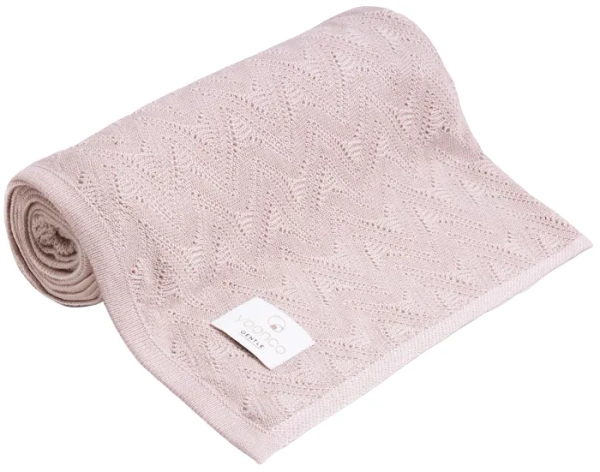 YOONCO Mgiełka - lekki kocyk bambusowy 80x100 cm | Ażur Różowy