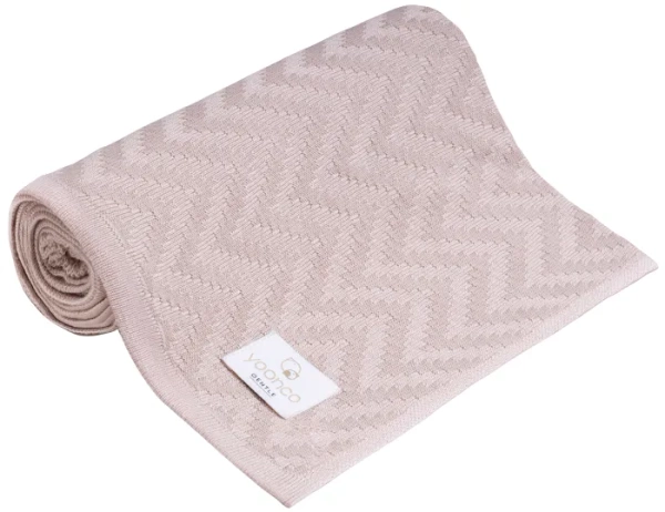 YOONCO Mgiełka - lekki kocyk bambusowy 80x100 cm | Jodełka Różowy