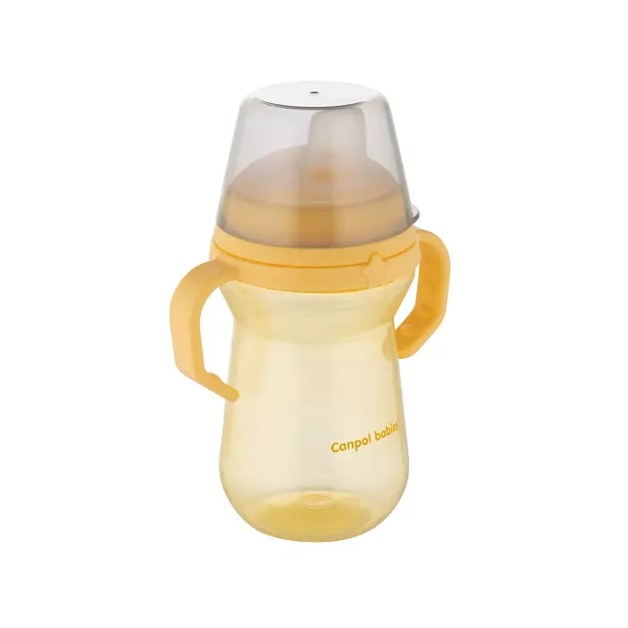 CANPOL BABIES - kubek z silikonowym ustnikiem FirstCup 250ml | żółty
