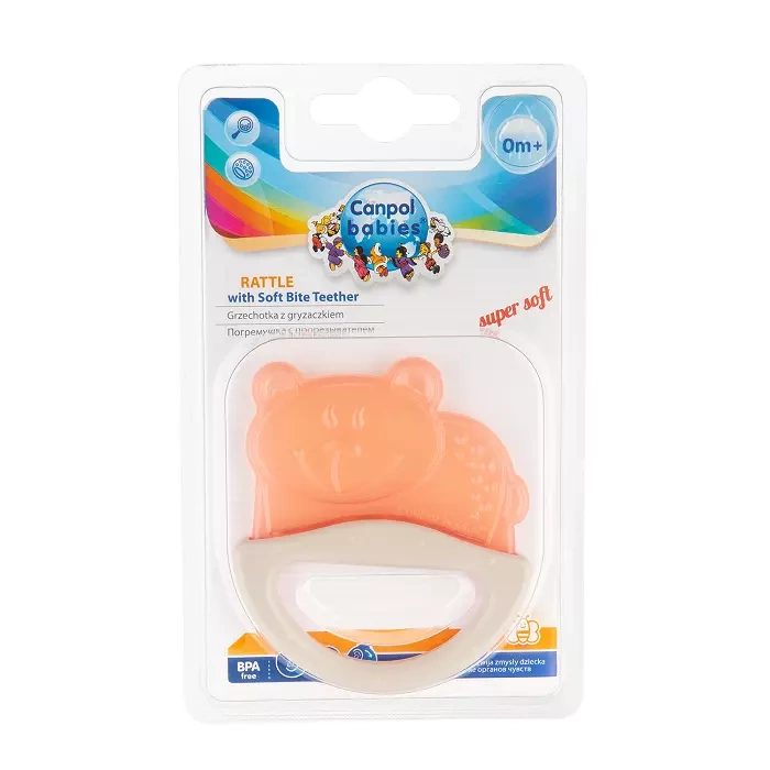 CANPOL BABIES - gryzak elastyczny z grzechotką dla niemowląt i dzieci | ZWIERZĄTKA