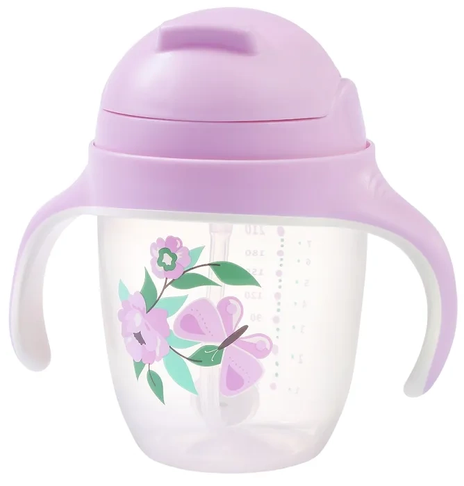 BABYONO - kubek niekapek z obciążoną słomką | Fioletowy