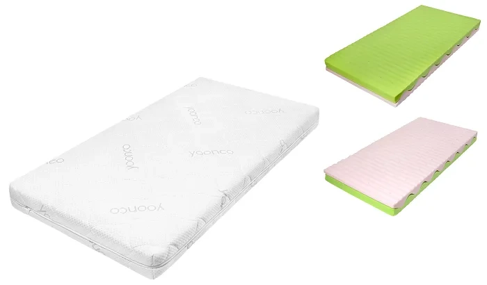 YOONCO - łóżeczko drewniane Iwi z szufladą i barierką + materac Wave | Beż-Buk