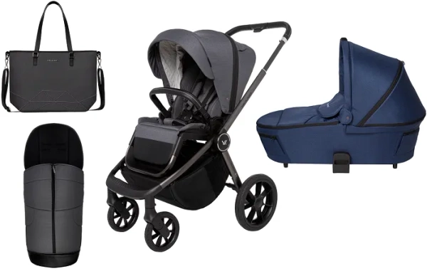 MUUVO Quick SE 2 - wózek wielofunkcyjny, zestaw 2w1 z gondolą Quick 3.0 | Diamond Graphite + Azure Blue