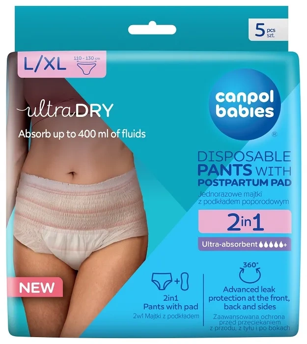 canpol babies majtki poporodowe 2w1 z podkładem