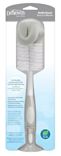 DR BROWN'S - szczotka do czyszczenia butelek i smoczków z przyssawką | Szara