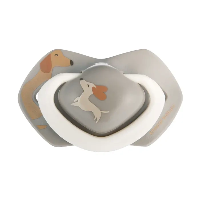 CANPOL BABIES - smoczek silikonowy Light touch 6-18m symetryczny | DOGS 2 szt.