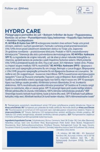 NIVEA - pielęgnująca pomadka do ust | Hydro Care
