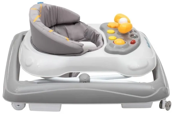 BABY MIX - chodzik z kierownicą i silikonowymi kółkami | Szary