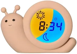 ALECTO Simon - trener snu 2w1: lampka nocna i budzik | beżowy ślimak