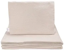 YOONCO - muślinowy komplet: kołderka 80x100 cm + poduszka 30x40 cm | Beż