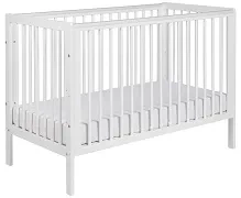 YOONCO - łóżeczko drewniane Timio z barierką | Białe