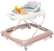 BABY MIX - chodzik z kierownicą i silikonowymi kółkami | Różowy
