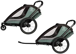 HAMAX Cocoon - dwuosobowa przyczepka rowerowa | Green/Black