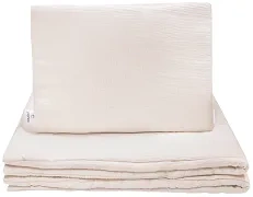 YOONCO - muślinowy komplet: kołderka 80x100 cm + poduszka 30x40 cm | Krem