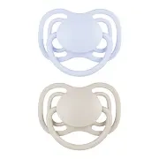CANPOL BABIES - smoczek silikonowy DentalAir 18m+ symetryczny NUDE 2 szt. | niebieski