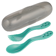 CANPOL BABIES - zestaw sztućców dla dzieci w etui 12m+ | turkusowe
