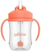 DR BROWN'S - kubek niekapek ze słomką 270 ml, 6 m+ | Koralowy