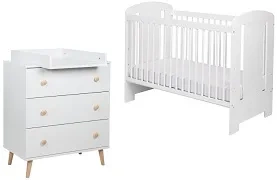 YOONCO - łóżeczko Soni + komoda z przewijakiem | Białe