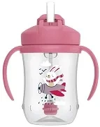DR BROWN'S - kubek niekapek ze słomką 270 ml, 6 m+ | Różowy Królik