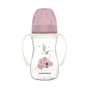 CANPOL BABIES - butelka szeroka antykolkowa ze świecącymi uchwytami PP EasyStart 240ml | Sleepy Koala różowa