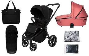 MUUVO Quick 4.0 - wózek wielofunkcyjny, zestaw 2w1 z gondolą 3.0 | Classic Black + Pure Pink