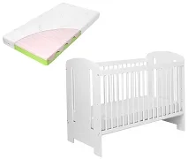 YOONCO - łóżeczko niemowlęce Soni + materac Wave | Białe