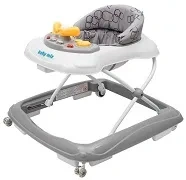 BABY MIX - chodzik z kierownicą i silikonowymi kółkami | Szary