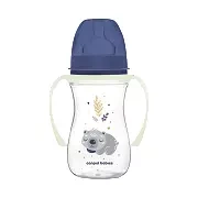 CANPOL BABIES - butelka szeroka antykolkowa ze świecącymi uchwytami PP EasyStart 240ml | Sleepy Koala niebieska