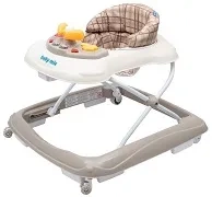 BABY MIX - chodzik z kierownicą i silikonowymi kółkami | Beżowy