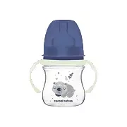 CANPOL BABIES - butelka szeroka antykolkowa ze świecącymi uchwytami PP EasyStart 120ml | Sleepy Koala niebieska