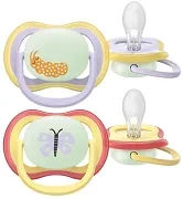 PHILIPS AVENT Ultra Air Nighttime - smoczek ortodontyczny 2 szt. | 0-6 m