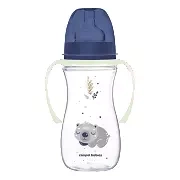 CANPOL BABIES - butelka szeroka antykolkowa ze świecącymi uchwytami PP EasyStart 300ml | Sleepy Koala niebieska