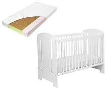 YOONCO - łóżeczko niemowlęce Soni + materac Nature | Białe