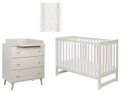 YOONCO - łóżeczko Iwi + komoda + przewijak miękki Meadow | Beż