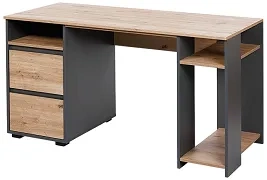 LITTLESKY BY H. KLUPŚ Dalia - biurko młodzieżowe z szufladami i półkami | Antracyt-Dąb