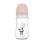 CANPOL BABIES - butelka szeroka antykolkowa 240 ml PP EasyStart | EXOTIC ANIMALS różowa