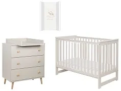 YOONCO - łóżeczko Iwi + komoda + przewijak miękki Miś | Beż