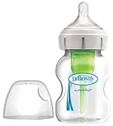 DR BROWN'S Options+ - antykolkowa, szeroka szklana butelka 150 ml, poziom 1 | 0 m+