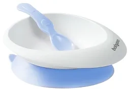 BABYONO - miseczka z przyssawką i łyżeczką | Niebieska