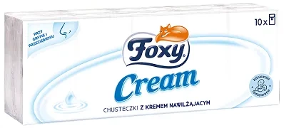 FOXY Cream - 4-warstwowe chusteczki higieniczne z kremem nawilżającym | 10 x 10 szt.