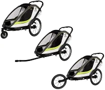 HAMAX Breeze - dwuosobowa przyczepka rowerowa z zestawem do biegania | White/Green