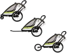 HAMAX Breeze One - jednoosobowa przyczepka rowerowa z zestawem do biegania | White/Green