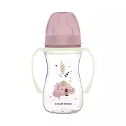 CANPOL BABIES - butelka szeroka antykolkowa ze świecącymi uchwytami PP EasyStart 240ml | Sleepy Koala różowa