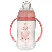 CANPOL BABIES - kubek treningowy ustnik silikonowy 320 ml | CUTE ANIMALS różowy