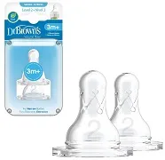 DR BROWN'S - 2 x smoczek standard do wąskiej butelki, poziom 2 | 3-6 miesięcy