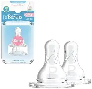 DR BROWN'S - 2 x smoczek standard do wąskiej butelki, poziom P (wcześniak) | 0+ miesięcy
