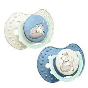 LOVI - smoczek silikonowy dynamiczny  NIGHT&DAY BOY 2 szt. | 3-6 m