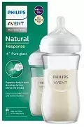 PHILIPS AVENT Natural Response - szklana butelka antykolkowa 240 ml | 1 m+