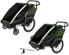 THULE Chariot Cab - dwuosobowa przyczepka rowerowa 2w1 Multisport | Aluminum/Cypress Green